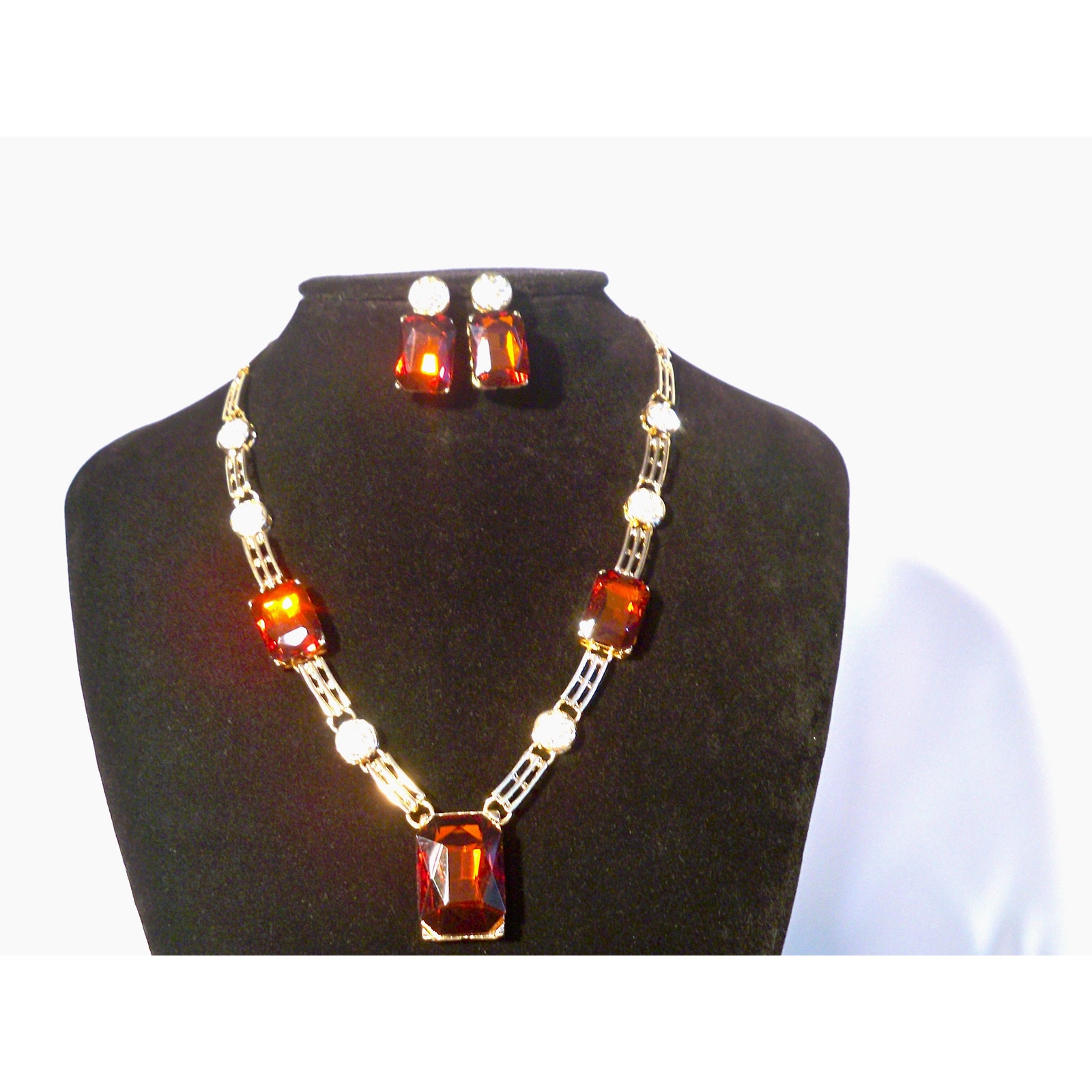 Topaz Rhinestone 4 Pc. Necklace Wedding Mob Prom Formal Evening Party Necklace